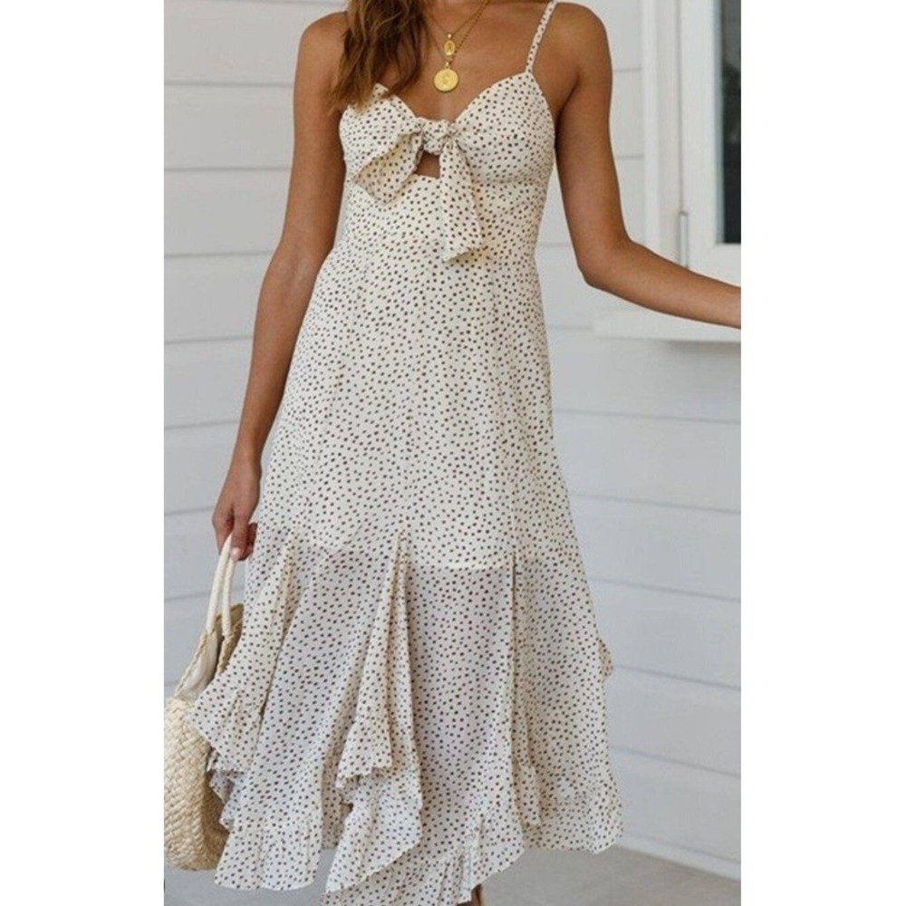 D203. Romantic Ruffled‎ Handkerchief Hem Dress